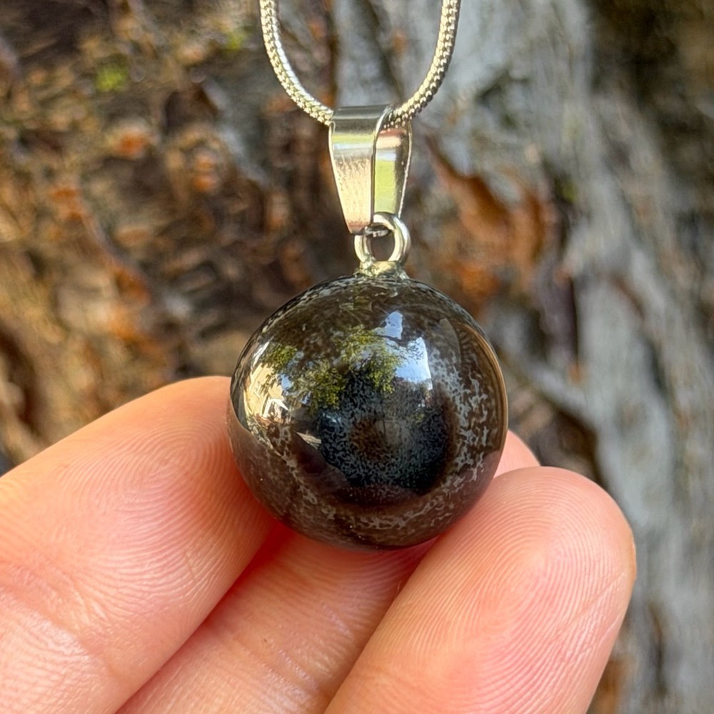 Stainless steel black onyx evil eye‎ pendant 0381